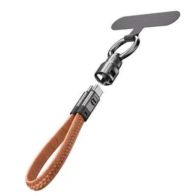Type-C na Type-C PD240W kožni kabel za punjenje s remenom Smeđa