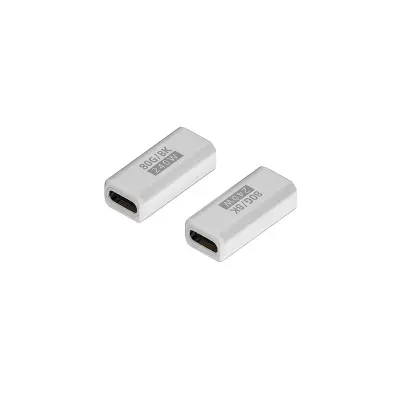 Pakiranje od 2 USB-C adaptera (ženski-na-ženski), 240W, 80Gbps, ravni, crni Bijela
