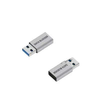 Adapter blokator podataka USB-C (muški) na USB-A (ženski) (srebrni, 2 kom) – sigurno punjenje