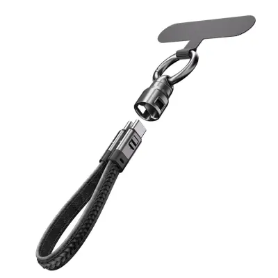 Type-C na Type-C PD240W kožni kabel za punjenje s remenom Crna