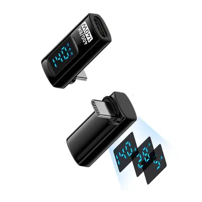 Set od 2 adaptera USB-C (ženski na muški) 240W s digitalnim zaslonom, pod okomitim kutom