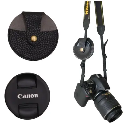 Zaštitni etui za poklopac objektiva Canon od premium PU kože Crna