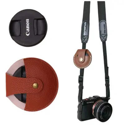 Zaštitni etui za poklopac objektiva Canon od premium PU kože Crvena