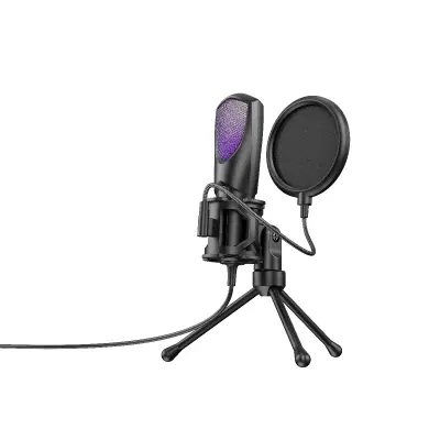 RGB mikrofon za prijenos uživo s sklopivim stalkom i pop filterom