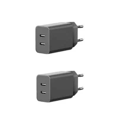 5V 2A EU dvostruki USB-C adapter 2-pack, DCP i V0 kućište Black