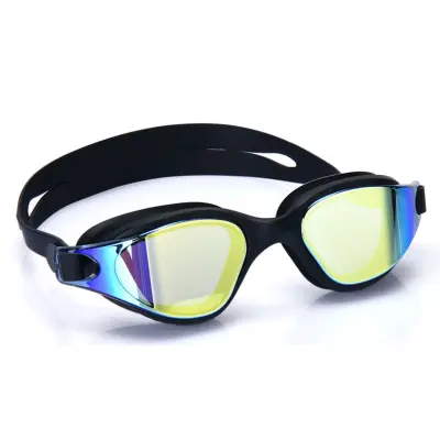 Jednodelne silikonske naočale za plivanje s HD UV staklom Black&Gold