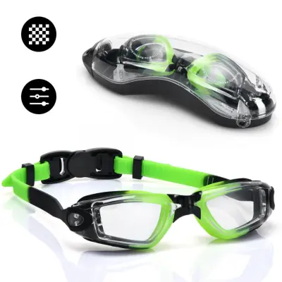 Plivaće naočale s futrolom — anti-fog i UV zaštita, silikon brtva Black+Green