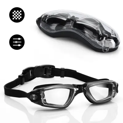 Plivaće naočale s futrolom — anti-fog i UV zaštita, silikon brtva Black