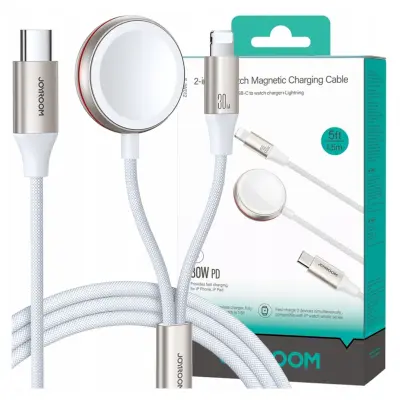 Joyroom S-IW012 2-u-1 magnetski punjač za Apple Watch 30W 1,5 m bijeli