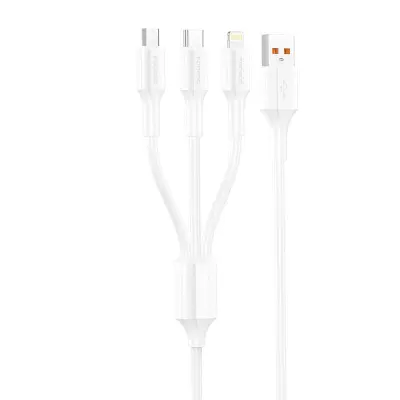 Foneng XS01 3-u-1 USB-A na USB-C / Micro USB / Lightning kabel 1,2 m 3 A bijeli
