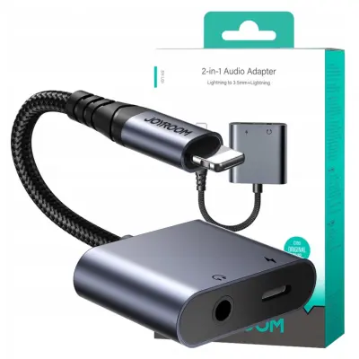 Joyroom SY-L01 2-u-1 audio adapter Lightning na 3,5 mm + Lightning, crni