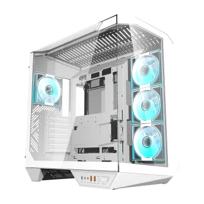 Darkflash DY470 bijelo ATX gaming PC kućište s 4 LED ventilatora