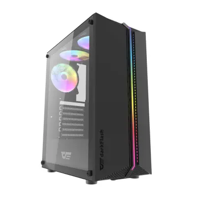 Darkflash DK151 ATX kućište za računalo s 3 RGB LED ventilatora, crno