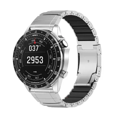 Remen 22mm od nehrđajućeg čelika i silikona, kompatibilan s Garminom Silver + Black