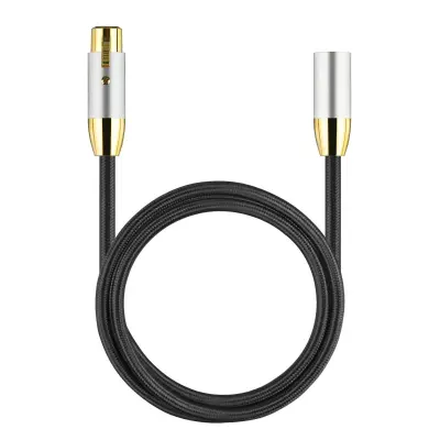Pearl Silver XLR muški na ženski audio kabel s najlonskom pletenom navlakom - balansirani mikrofonski kabel od bezkisiknog bakra za pojačala i zvu?