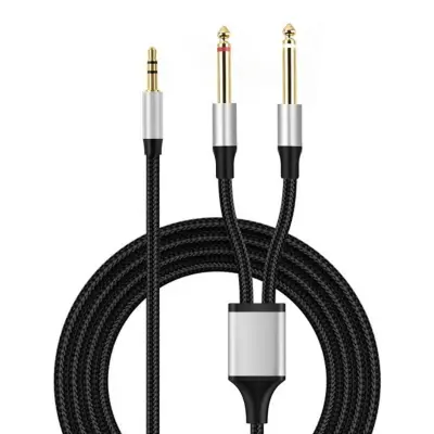 3.5mm TRS na Dual 6.35mm TS Y-splitter kabel, pozlaćeni kontakti