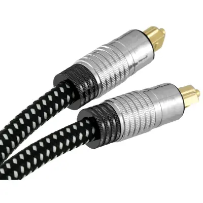 Toslink optički audio kabel - najlonski omotač optičkog vlakna, crni konektor s crno-bijelom pletenicom, nisko-gubitni visokofidelitetni (1m/3m/5m)