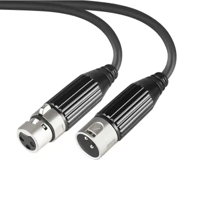 XLR produžni kabel za mikrofon (muški na ženski)  bezkisikni bakar, balansirani zvuk, 1m/3m/5m Crna