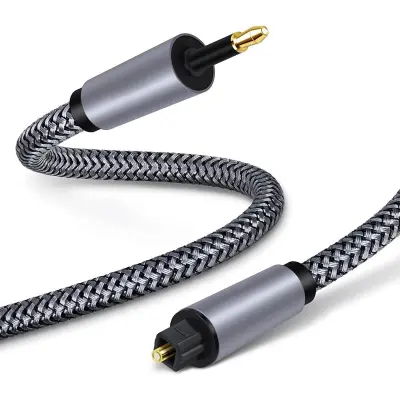 Sivi optički audio kabel Mini Toslink na Toslink - S/PDIF 5.1/7.1 prijenos bez gubitaka, najlonska pletenica, bezkisikni bakar, kompatibilan s PS5, 5