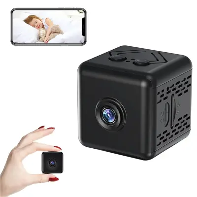 Mini HD WiFi sigurnosna kamera crna  3.3cm kocka, no0dni vid, podr61ka za TF karticu, magnetski nosa0d, detekcija pokreta i zvuka