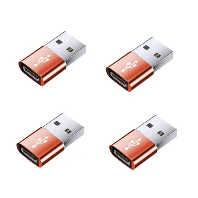 USB muški na USB-C ženski OTG adapter 4 kom, aluminijska legura Red