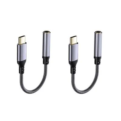Type-C na 3,5 mm adapter s pozlaćenim utikačem, 2 kom Gray