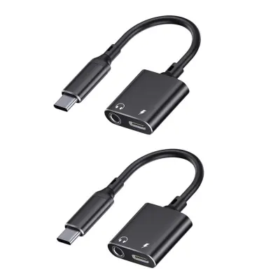 Adapter USB-C na 3,5 mm s punjenjem kroz USB-C, aluminijsko, 2 kom Black