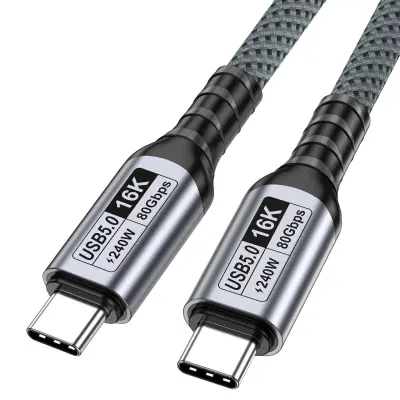 USB5 Tip-C na Tip-C kabel — 80Gbps, 16K video, PD 240W brzo punjenje