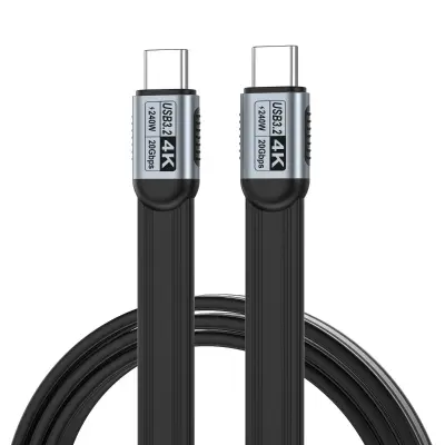 USB-C punjačko-podatkovni ravni kabel 20Gbps, 4K, PD240W