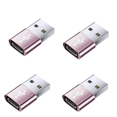 USB muški na USB-C ženski OTG adapter 4 kom, aluminijska legura Pink