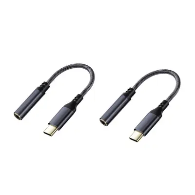 USB-C na 3,5 mm adapter s pozlaćenim utikačem, pleteni, 2 kom Black