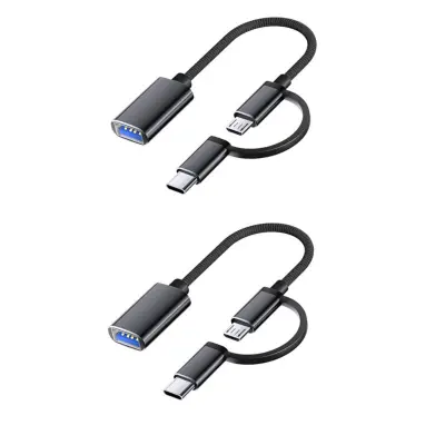 2-u-1 OTG kabel za Android i Type-C, pleten, aluminijski konektori, 2 kom