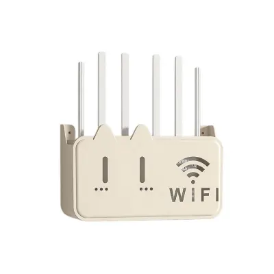 Zidna polica za WiFi ruter — Ventilirani držač za montažu na zid s dvostrukim otvorima za kabele i uvećanom pločom, odgovara većini modela Bei