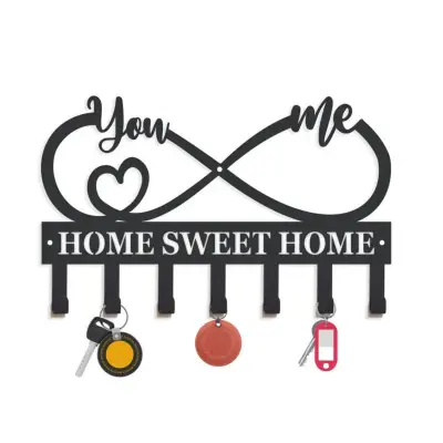 Zidni držač ključeva HOME od željeza – čvrste metalne kukice