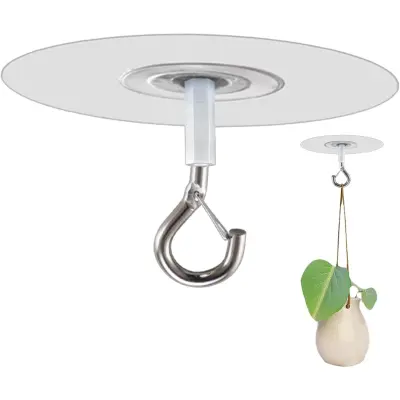 Samoljepive stropne kuke prozirne, PVC i inox, 5 kom, 10-15kg
