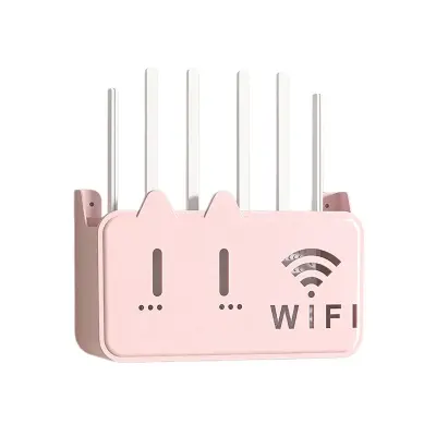 Zidna polica za WiFi ruter — Ventilirani držač za montažu na zid s dvostrukim otvorima za kabele i uvećanom pločom, odgovara većini modela Pin