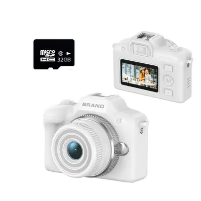 Mini SLR kamera s 32GB TF, prava 1080P/30fps, 2K, 5MP, 1.47inch ekran White