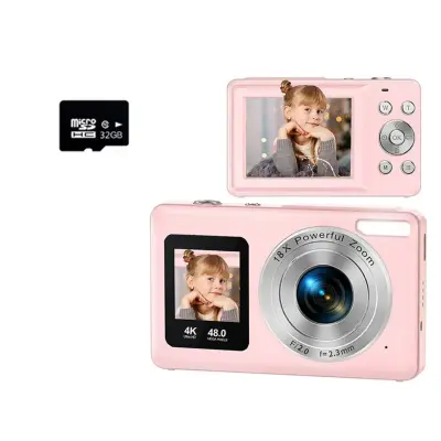 Digitalni fotoaparat s dvostrukim IPS zaslonom 2.4/1.3 inch, 4K/30fps Pink