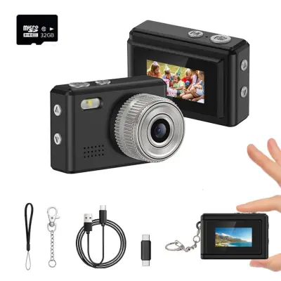 Mini kamera za ključeve 720P s 0.96inch LCD, 32GB TF, Type-C OTG Black
