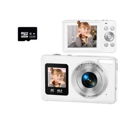 Digitalni fotoaparat s dvostrukim IPS zaslonom 2.4/1.3 inch, 4K/30fps White