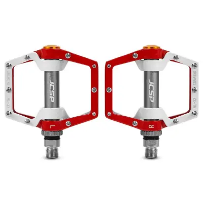 Aluminijske neklizajuće pedale x2 s 20 zamjenjivih pinova white + red