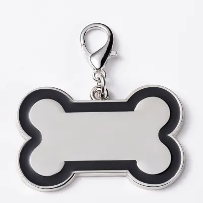 Set od 2 metalne personalizirane bedževe za ljubimce s obodom Black