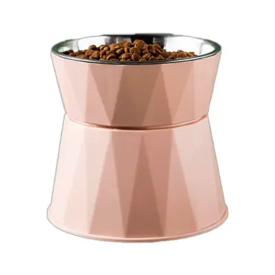 Povišena inox zdjela za kućne ljubimce s protivkliznim postoljem Pink
