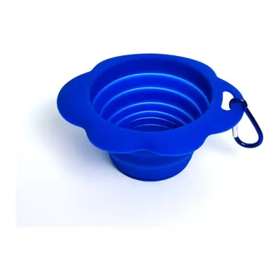 Sklopiva silikonska posuda za vodu za pse s usisnim dnom i remenom Blue