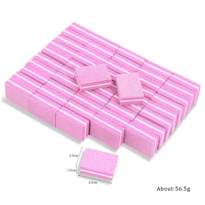 Mini dvostrana spužvica za nokte, periva, 50 kom Pink
