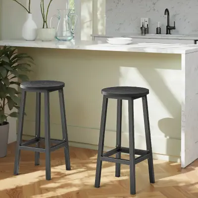 Set barskih stolica okrugli 32x65 cm Crna