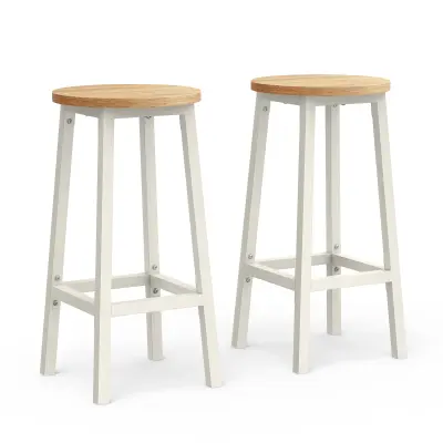 Set barskih stolica okruglih 32x65 cm bež crna