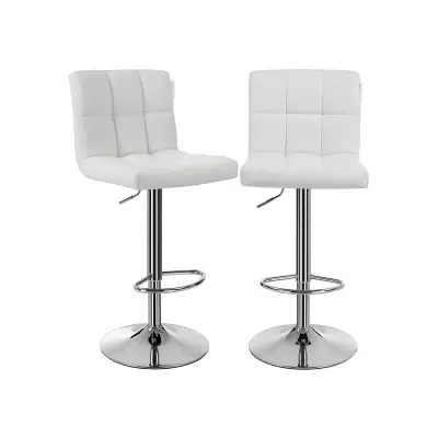 Set barskih stolica s naslonom 38x44,5x115 cm Bijela