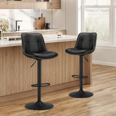 Set barskih stolica podesive visine 44x48x90-112 cm Crna