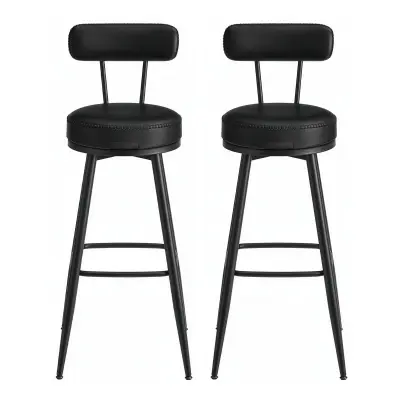 Set barskih stolica, okretna barska stolica s naslonom 56x56x101,5 cm crna